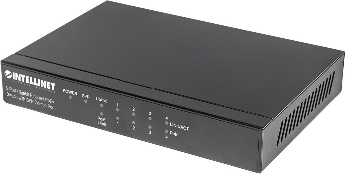 5-poorts Gigabit Ethernet PoE+ Switch met SFP Combo-Port - 80W Desktop Switch voor Netwerken