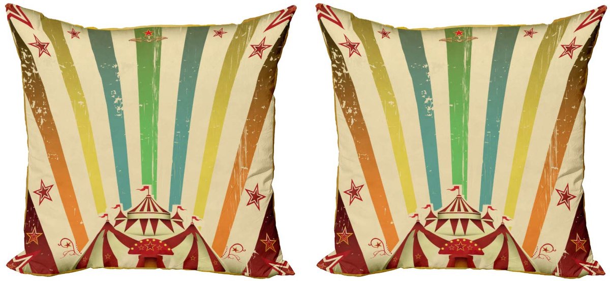 ABAKUHAUS Rainbow Kussenhoes-Set 2x50x50 cm – Dubbelzijdig bedrukt, rits Multicolor
