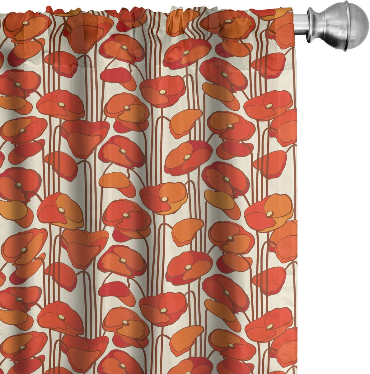 ABAKUHAUS Voorhangen – Papaverbloemen – 2x75x175 cm – Mikrofaser