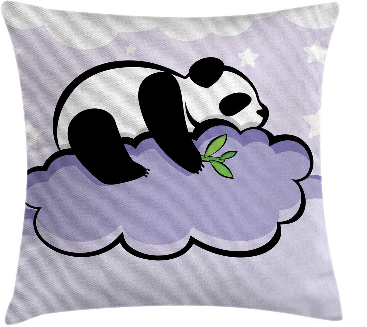 ABAKUHAUS dierenkussenhoes Panda op wolk – Tweezijdig bedrukt, rits, 40x40 cm Zwart Paars