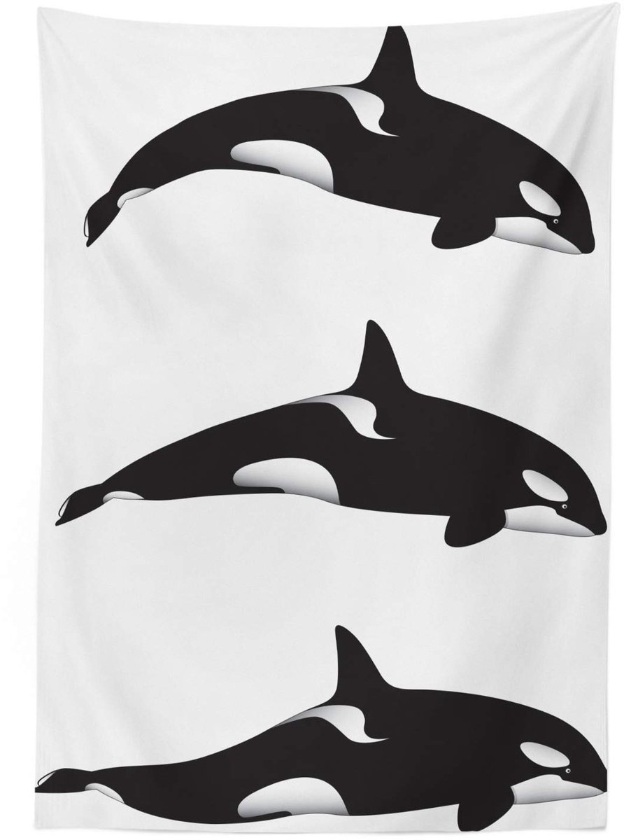 ABAKUHAUS Tafelkleed Orca zwart-wit 140x240 cm – Wasbaar