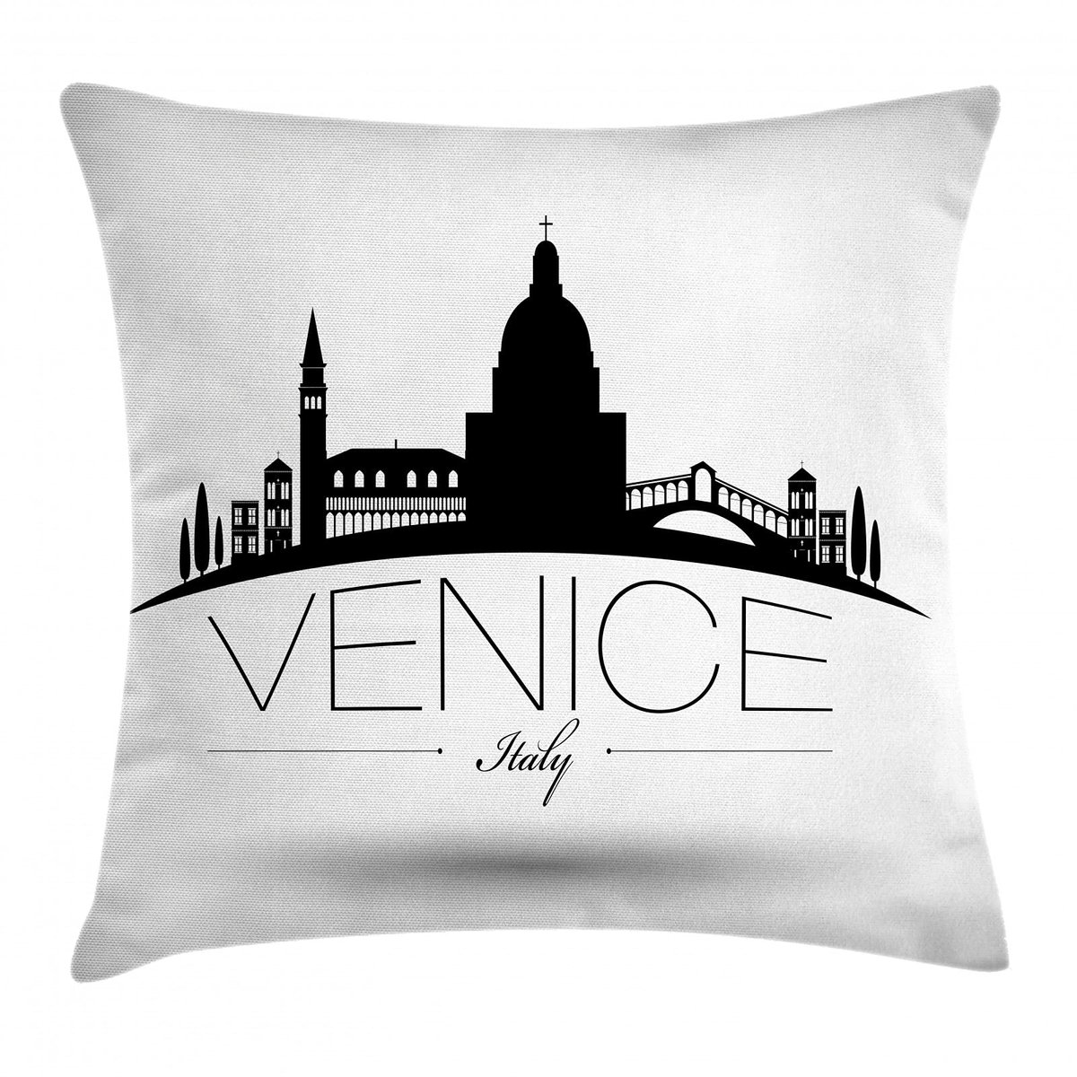 ABAKUHAUS Venetië Kussenhoes – Moderne Italiaanse Skyline – 45x45 cm – Lichtgrijs Pale Grau