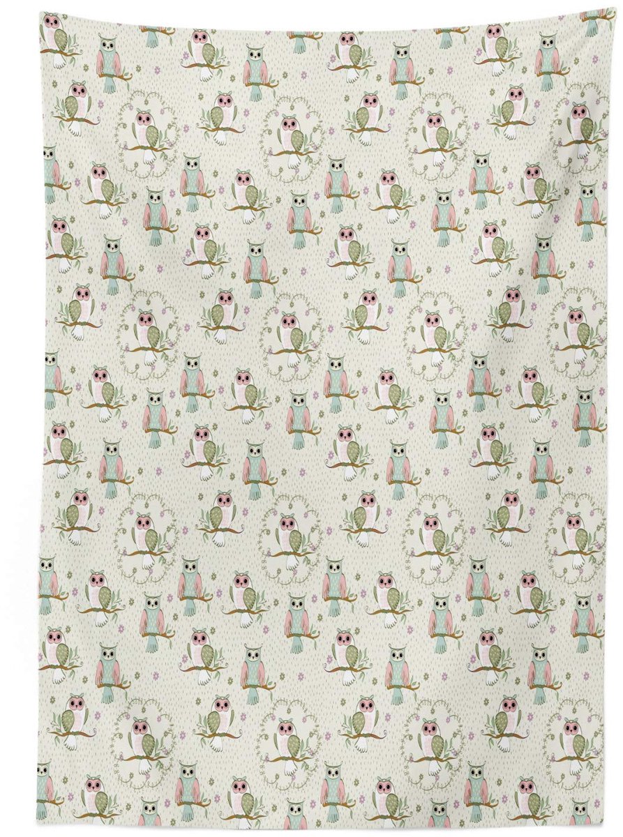 ABAKUHAUS Tafelkleed – Uil – 140x240 cm – beige groen