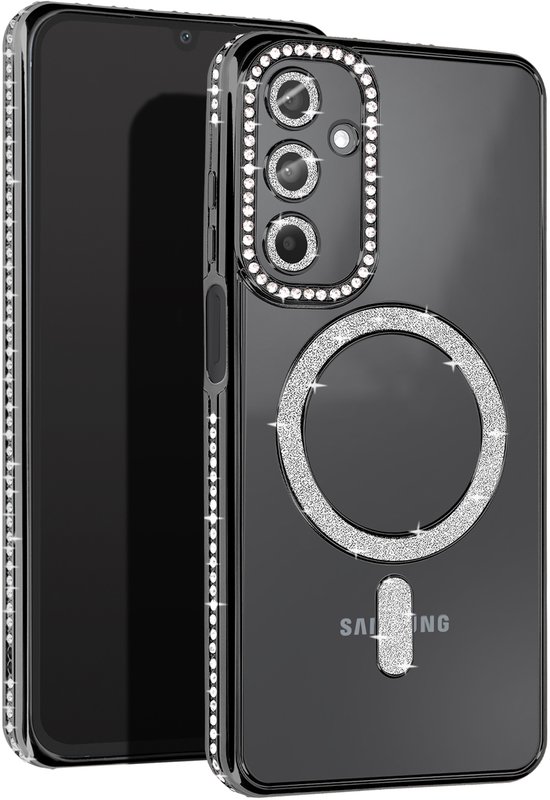 Coque Avizar Diamond pour Samsung Galaxy A15 MagSafe avec strass, Zwart