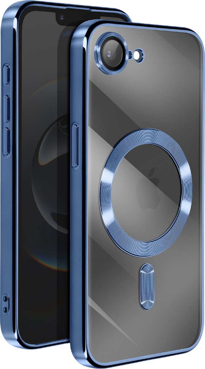Avizar Beschermd Geschikt voor Apple iPhone 16e camera hoesje in silicone, Blauw