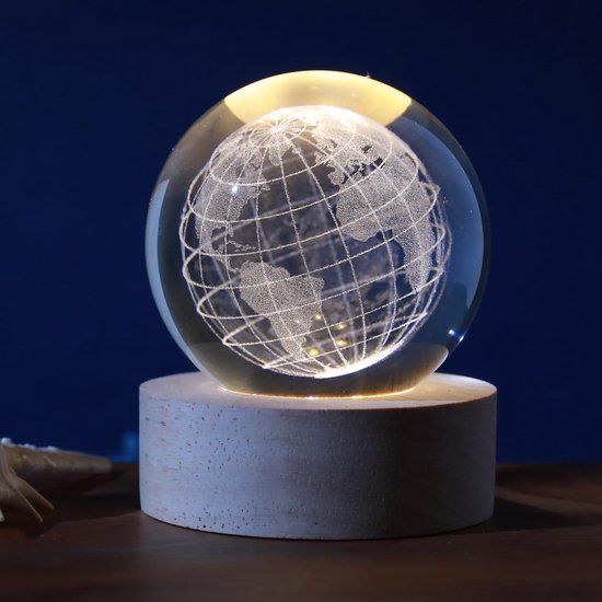 3D Glasbol Nachtlampje met RGB LED voor Kinderen - Fantasy Themed Design van Starry Night — afbeelding 2