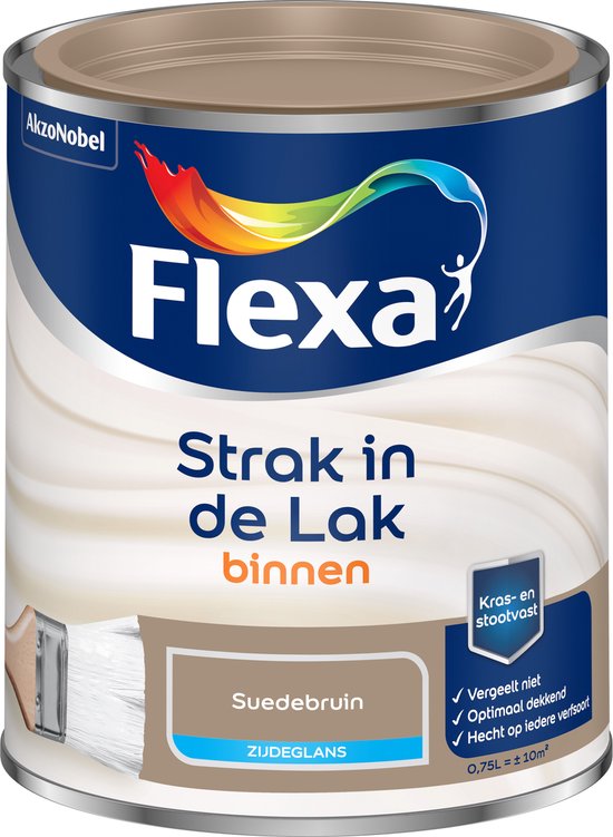 Flexa - Strak In De Lak Binnenlak Zijdeglans - Suedebruin - 750 Ml