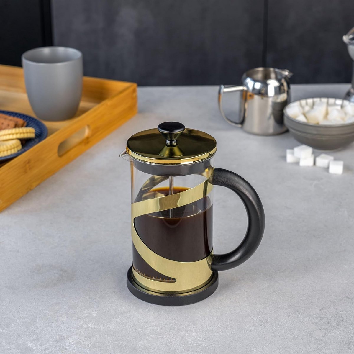 Cafetiere 1000 ml - Franse Pers Koffiemaker met RVS Afwerking en Warmtebestendige Handgreep