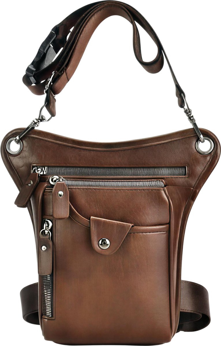 Vintage Heren Heup- en Beentas van Kunstleer - Drop Leg Fanny Pack en Crossbody Tas voor Motor - Stoere Messenger Thigh Bag voor Dagelijks en Outdoor Gebruik - Bruin