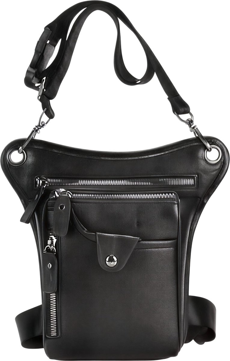 Vintage Heren Heup- en Beentas van Kunstleer - Drop Leg Fanny Pack en Crossbody Tas voor Motor - Stoere Messenger Thigh Bag voor Dagelijks en Outdoor Gebruik - Zwart