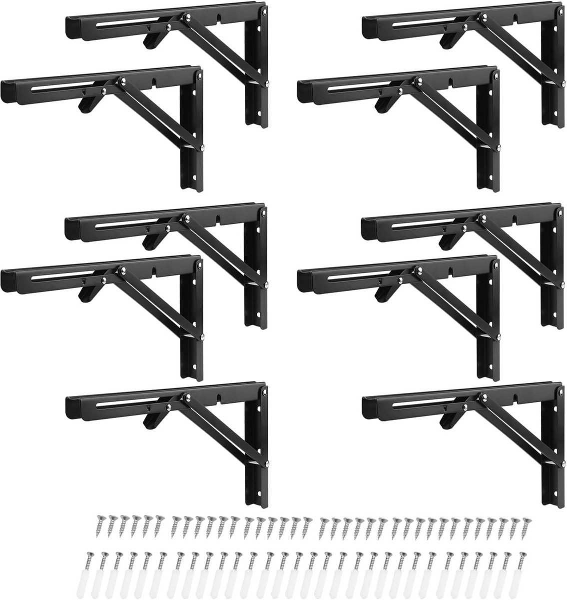 10x Zware Opvouwbare Planksteunen 30cm - Metalen Inklapbare Muurbeugel - Ruimtebesparend DIY