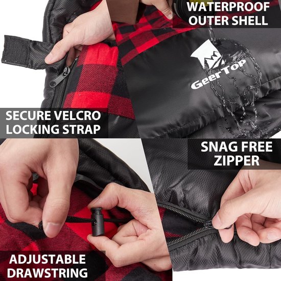 XXL Slaapzak Flannel 4 Seizoenen Extra Groot voor Volwassenen - Kamperen en Outdoor van Merkloos — afbeelding 3