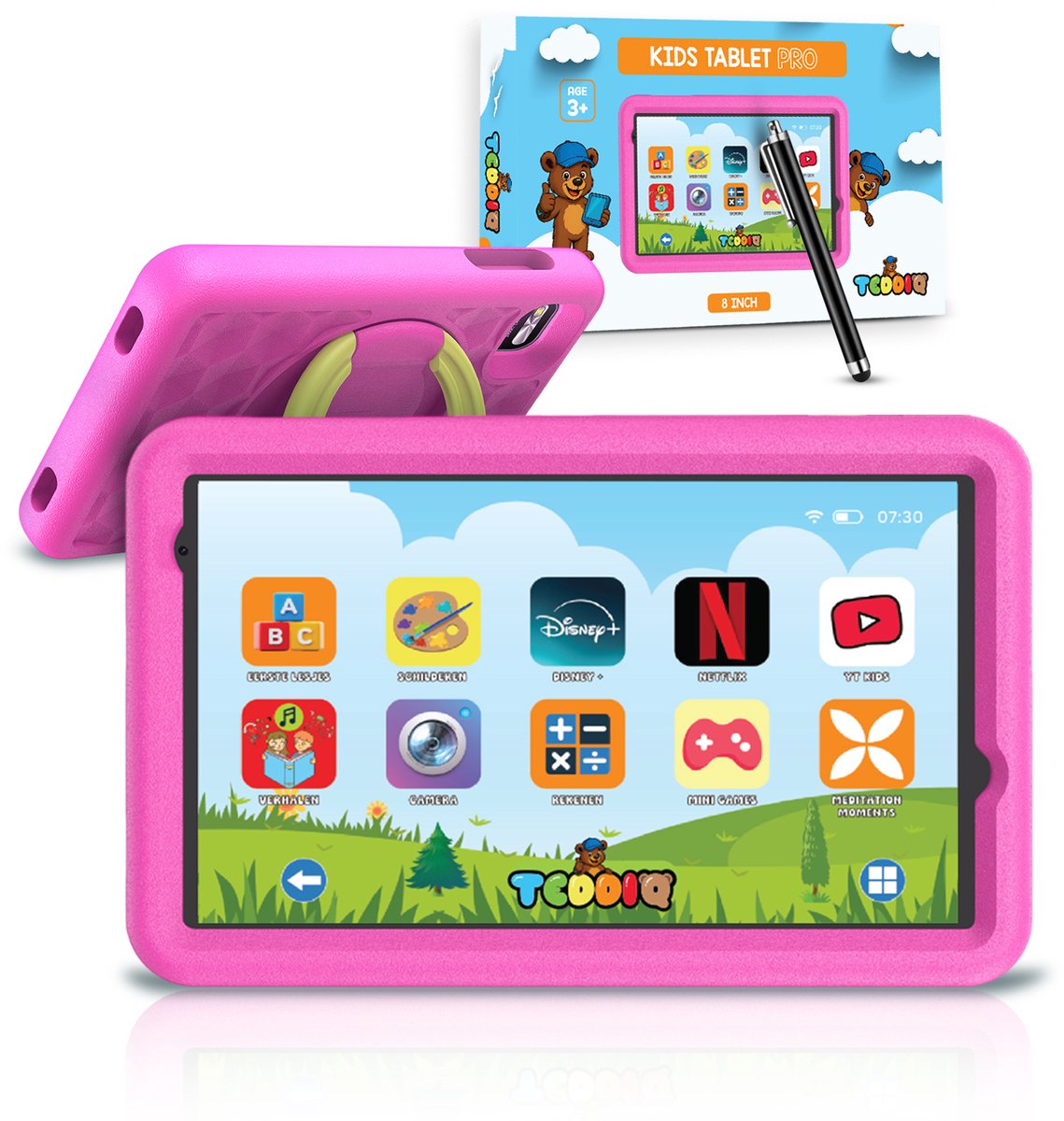 TeddiQ Kindertablet Pro - 8 inch - Ouderlijk Toezicht - Android 14 - Kinder tablet - Blue Light Protection Screen - 5000 mAh - Vanaf 3 Jaar - Roze