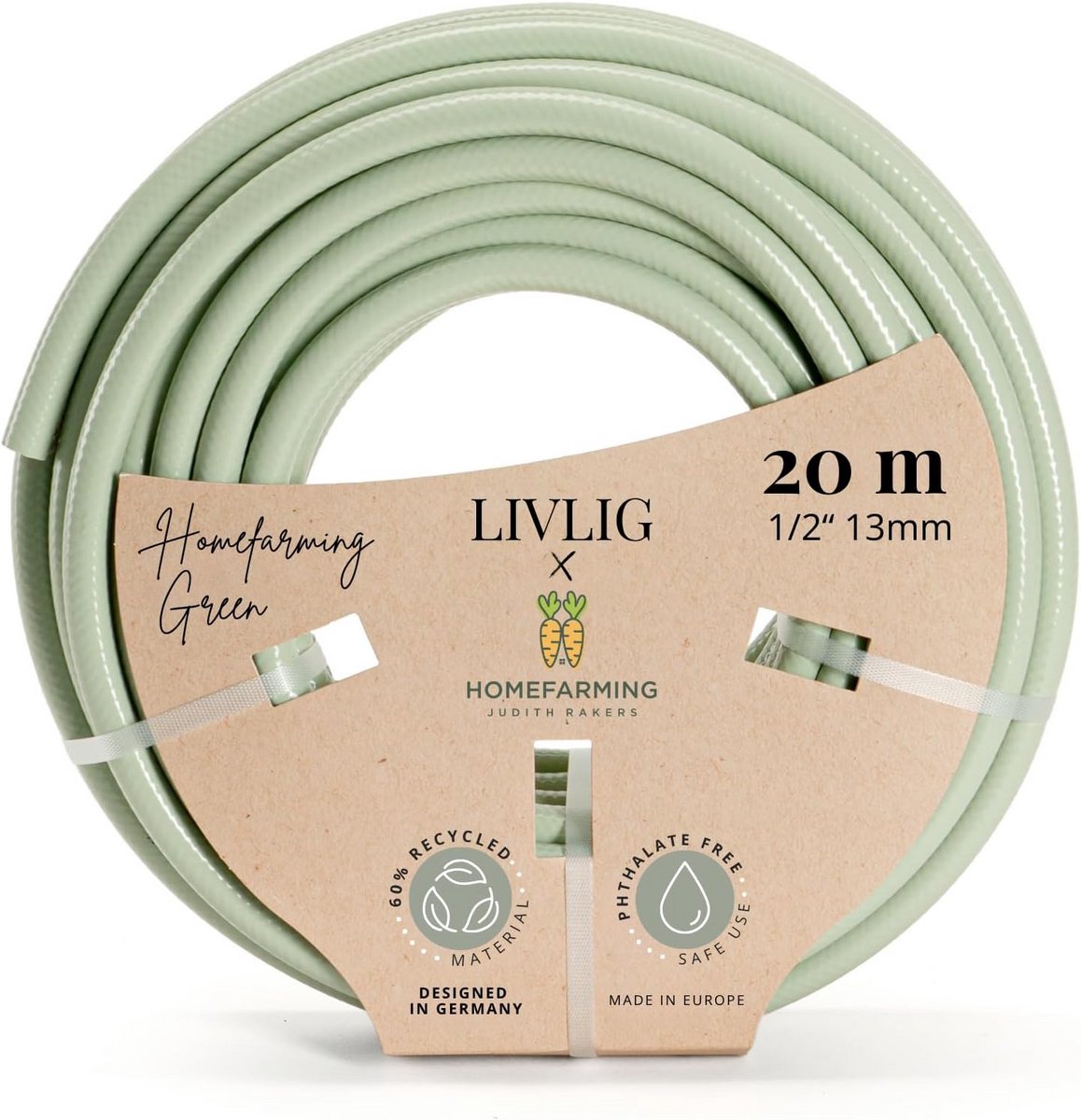 Tuinslang van 20 meter 1/2 inch Duits fabrikaat van gerecycled PVC - Kleurvast en vormvast