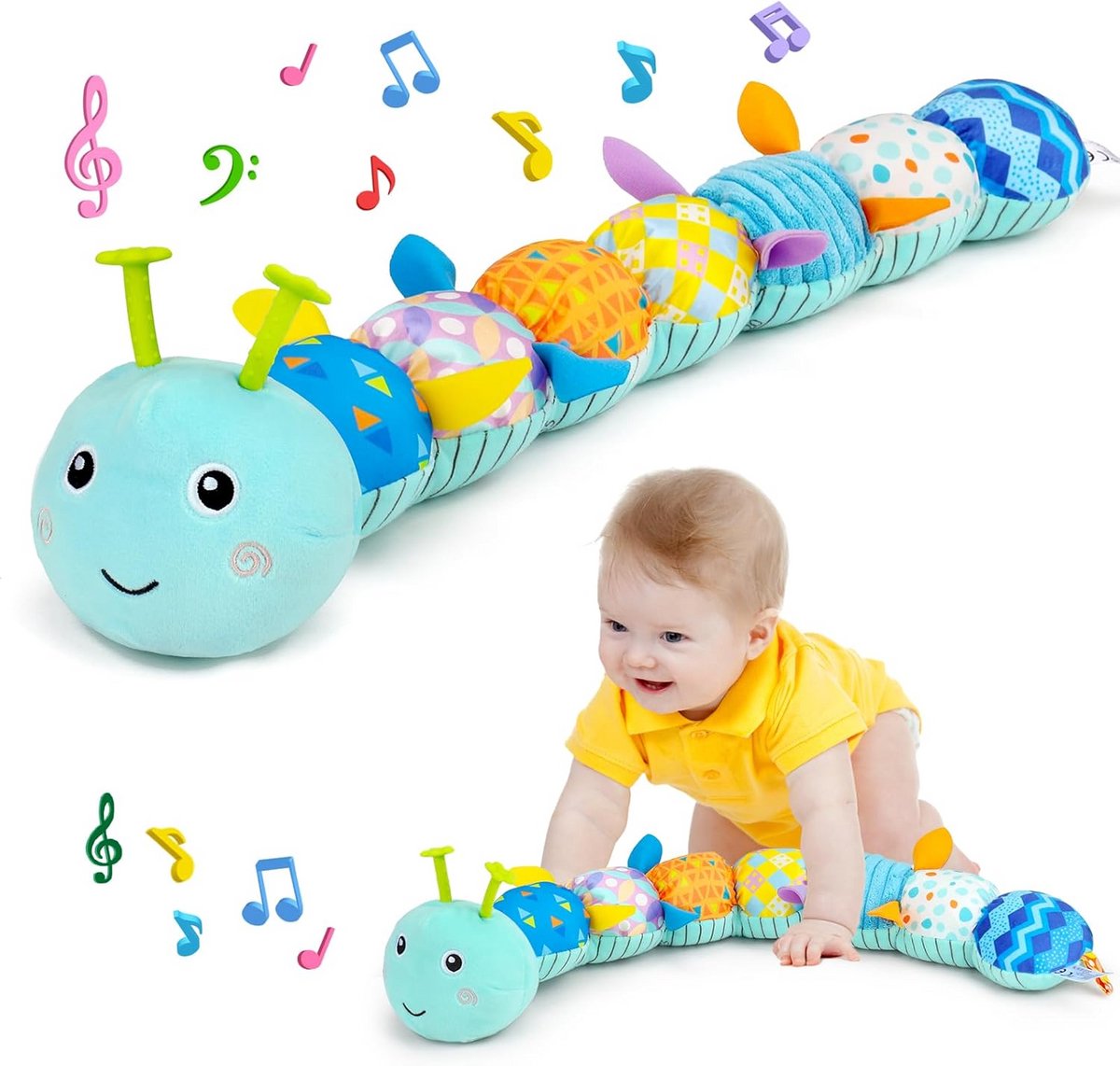 Sensorisch Montessori Speelgoed Rups Muziekspeelgoed voor Baby 0-6 Maanden