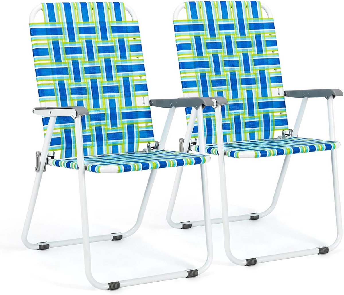 Set van 2 Opvouwbare Luchtbedden voor Tuin, Strand en Camping - Blauw