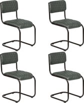 Eetkamerstoelen Grijs set van 4 STUKS ECHT Leer / Eetkamer stoelen / Extra stoelen voor huiskamer / Dineerstoelen / Tafelstoelen / Barstoelen / Huiskamer stoelen