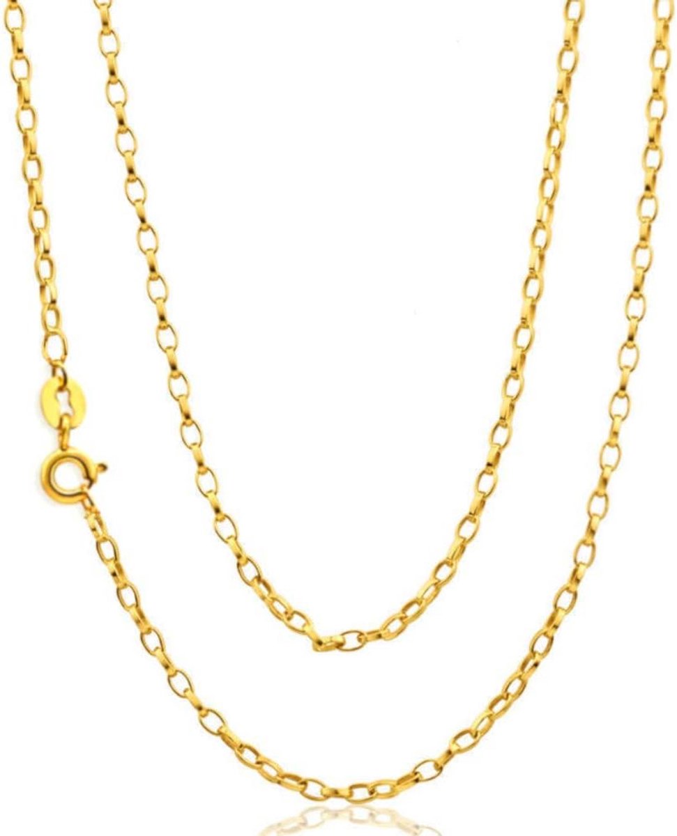 Massief 9 Karaats Gouden Rolo Belcher Ketting 60 cm - 2.5 mm - Geschikt voor Dames en Heren
