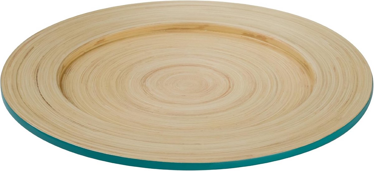 Ronde Serveerplank Bamboe Blauw 35x35 cm - Houten Huisserveerschaal