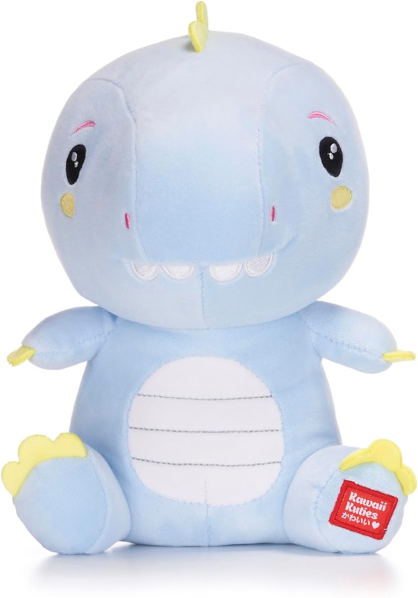 Kawaii dino knuffeltje 24cm - Dinosaurus knuffel - blauw met gele accenten - Zachte knuffel - Japanse style knuffel