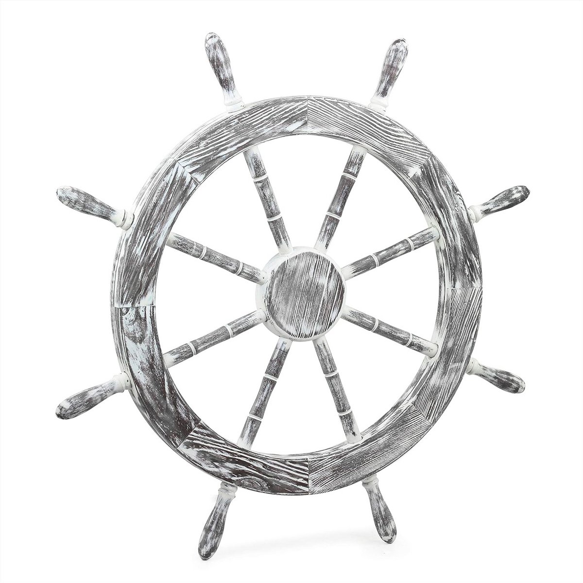 Decoratief stuurwiel voor schip van dennenhout - Nautische wanddecoratie