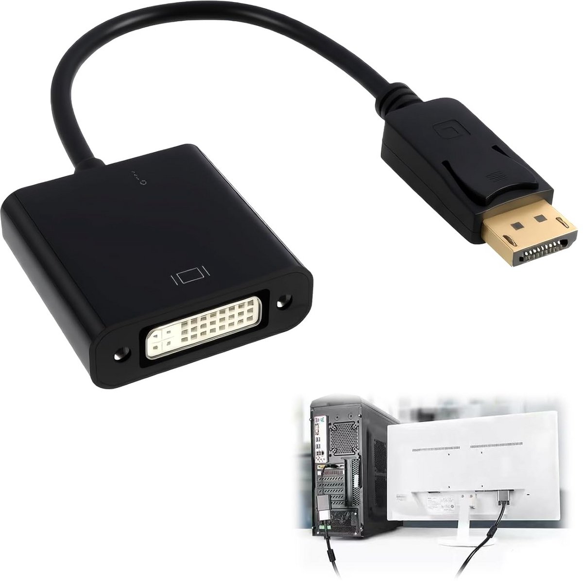 DisplayPort naar DVI Kabel Adapter - 1080p Full HD en 1920x1200 Ondersteuning - Verguld