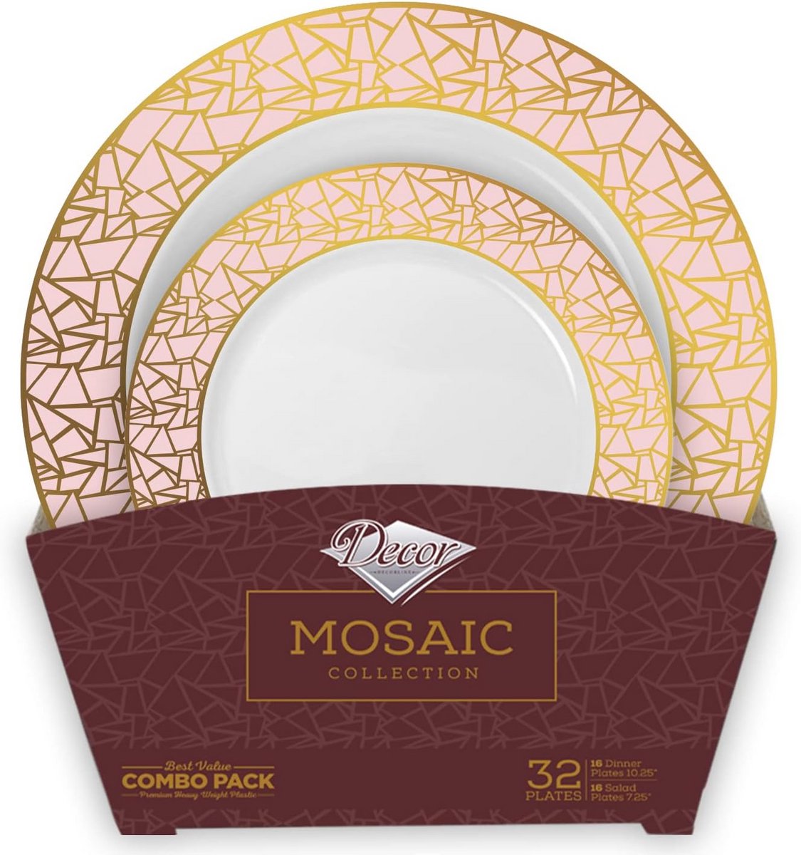 Herbruikbare Bordenset Mozaïek Collectie - 32 Delig Servies Goud/Rosé