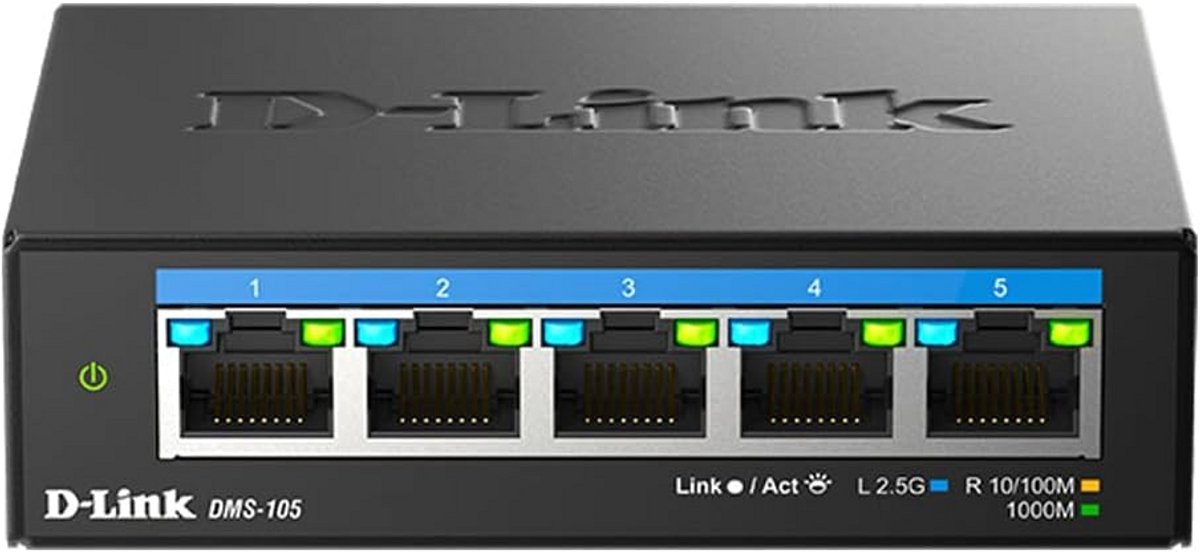 Onbeheerde 5-poorts Multi-Gigabit Switch - 2.5GB Snelheid - Plug & Play Netwerk Switch