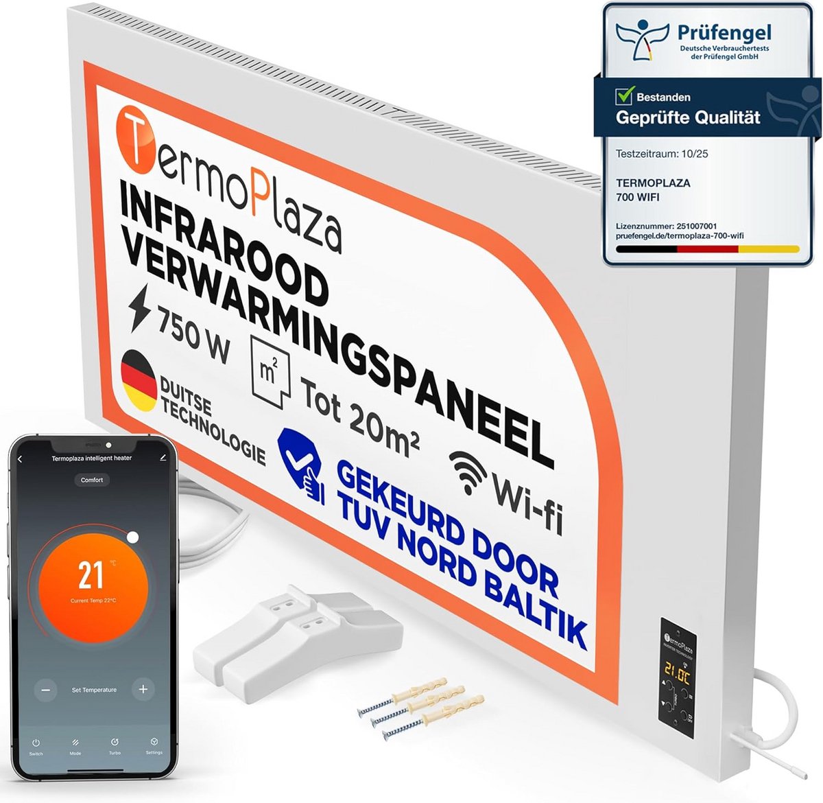 Verwarming Paneel - Elektrische Kachel - Ruimte Verwarmen - Energiezuinige Technologie - 750 Watt - Wit