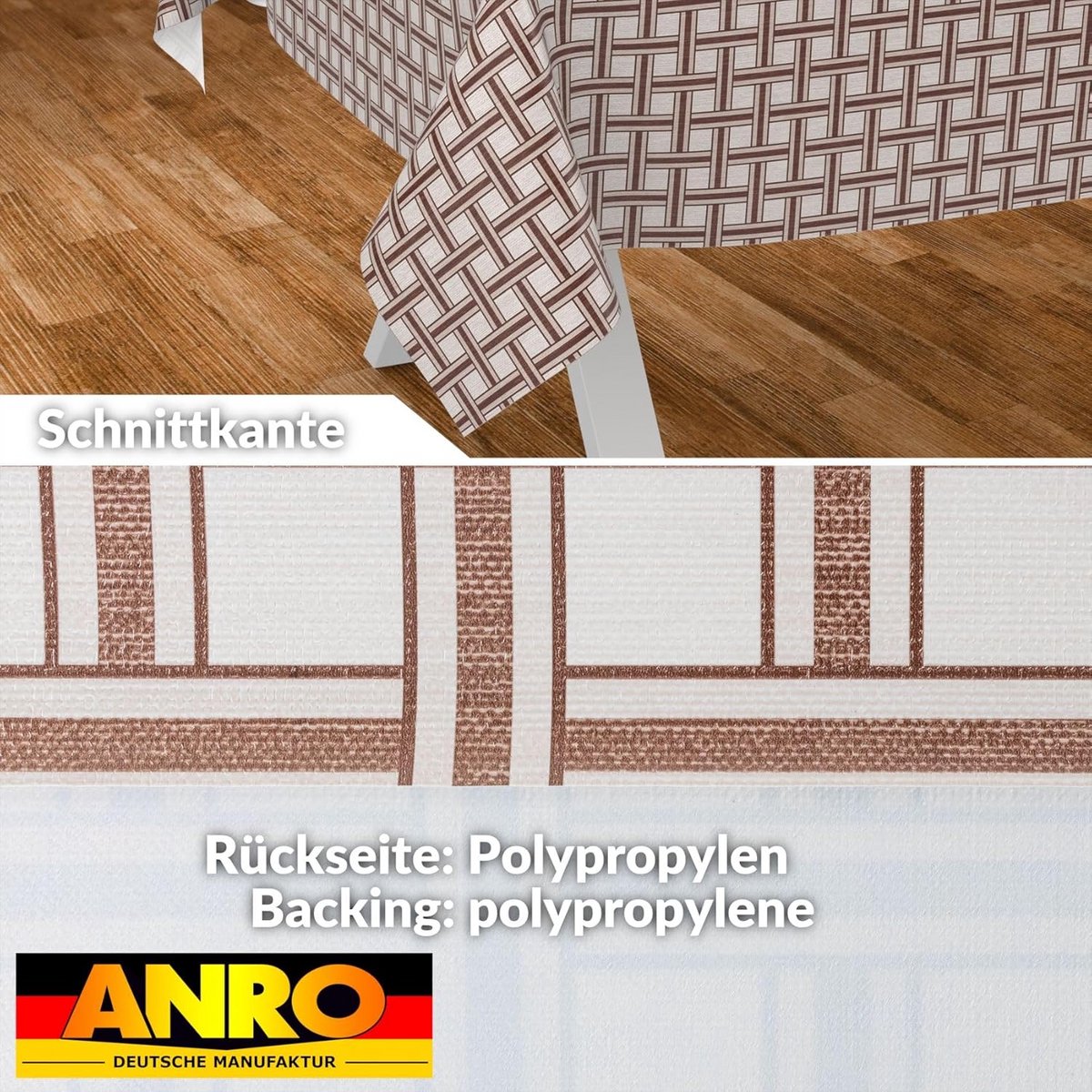 Afwasbaar tafelzeil voor binnen en buiten, 240 x 140 cm, geruit beige