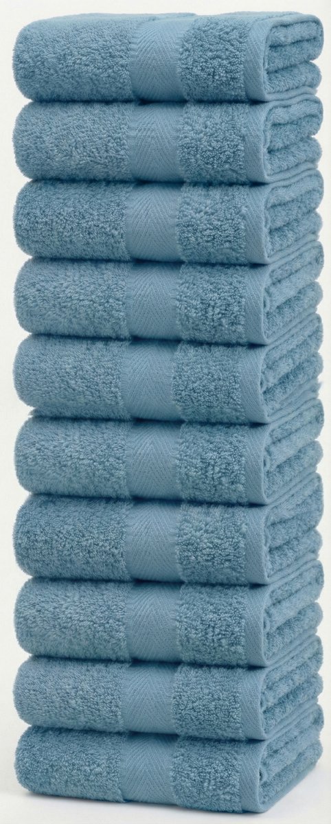 Blanche Nuit Handdoeken 50x100 cm - 10x Luxe Badhanddoek - 100% Katoen - 500 gr/m2 - Blauw