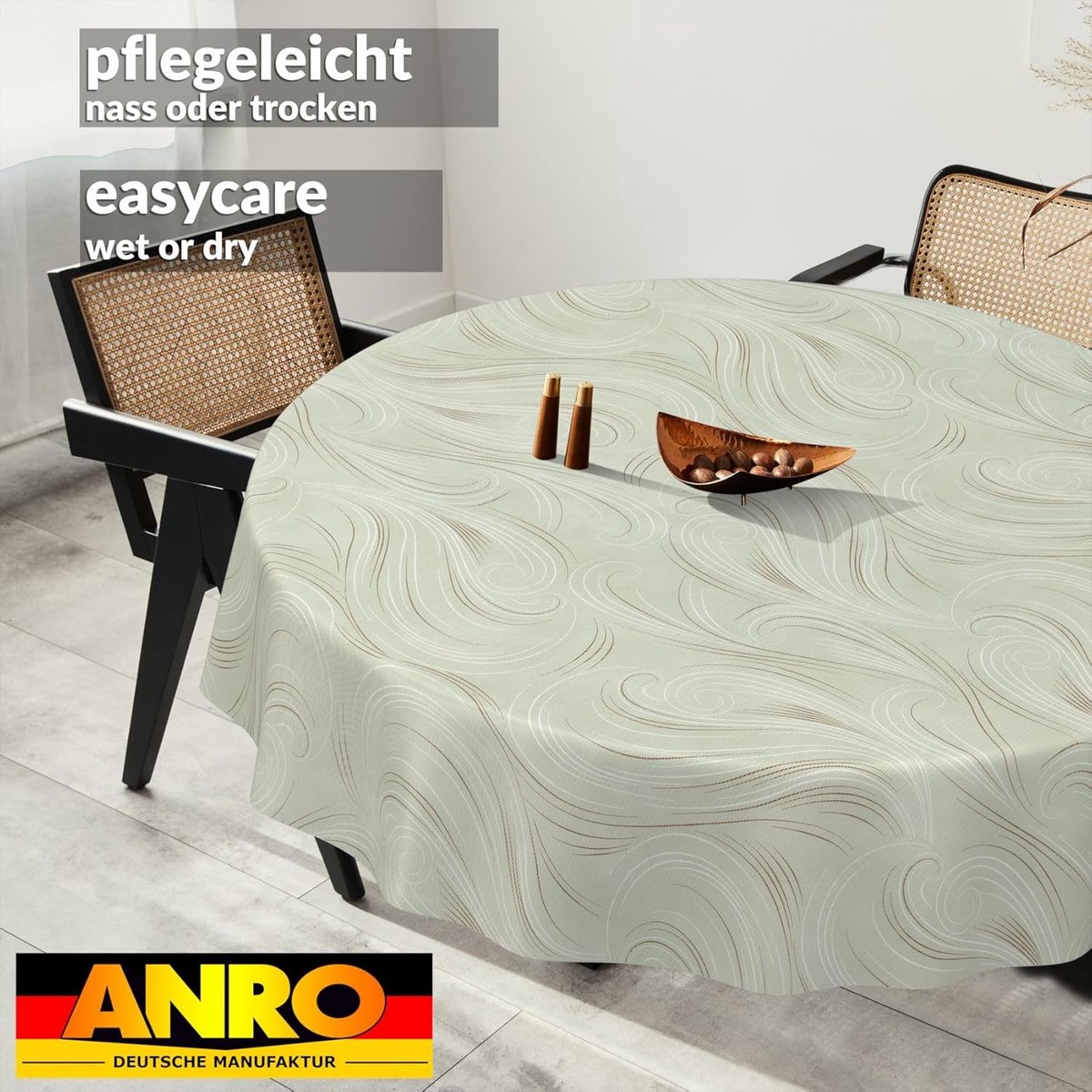 Wasbare Olie doek Tafelkleed Rond 140 cm Abstract Groen