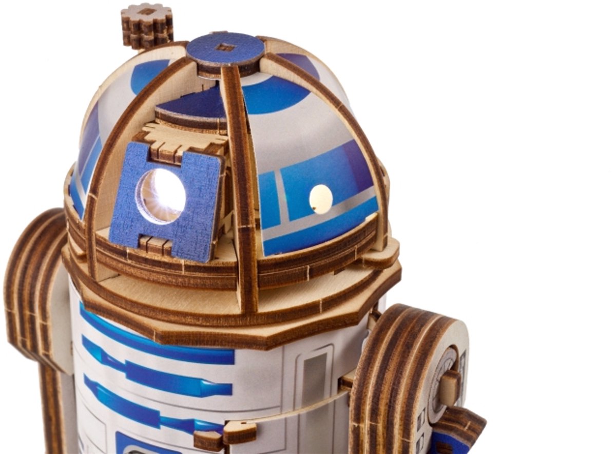 UGEARS 3D Modelbouw - R2-D2 - Star Wars - Mechanisch Bouwpakket Hout - Educatief Speelgoed — afbeelding 2