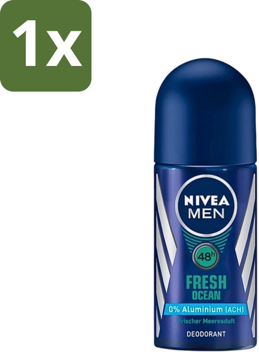 1 x Nivea - Men - Deodorant - Roller - Fresh Ocean - 50 ml - NIVEA MEN - Deodorant Roller - Frisheid - Oceaangeur - Zweetbestendig