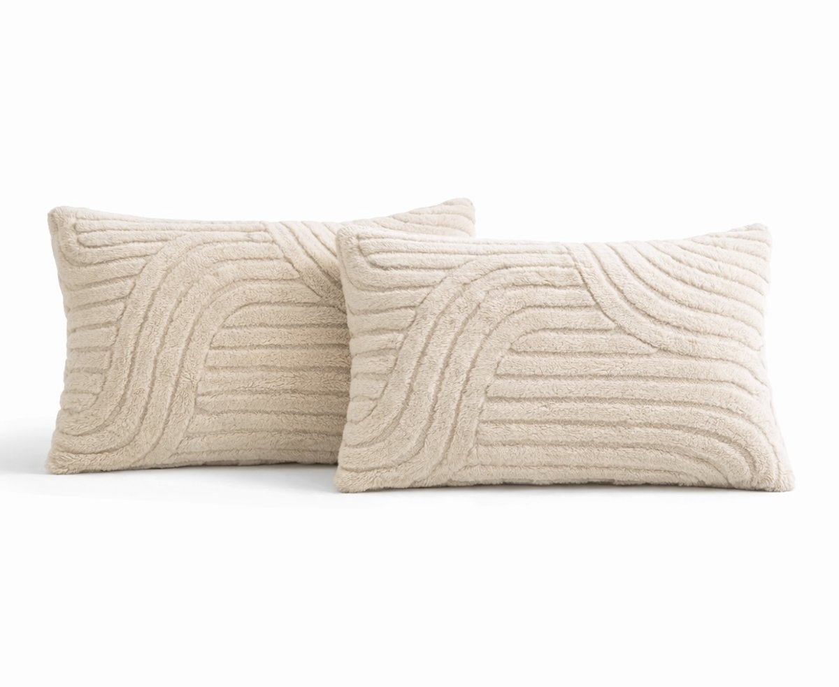 Sierkussens set van 2 30x50 cm Beige | Inclusief binnenkussens | Langwerpige, Luxe & Zachte kussens voor Bank & Woonkamer
