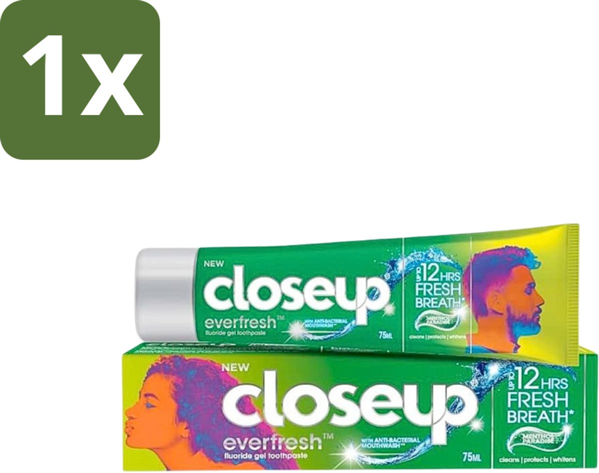 1 x Close Up - Menthol Paradise Tandpasta - Verfrissende Mentholsmaak - 90 g - Frisheid - Menthol - Mondverzorging - Gaatjes - Tandpasta