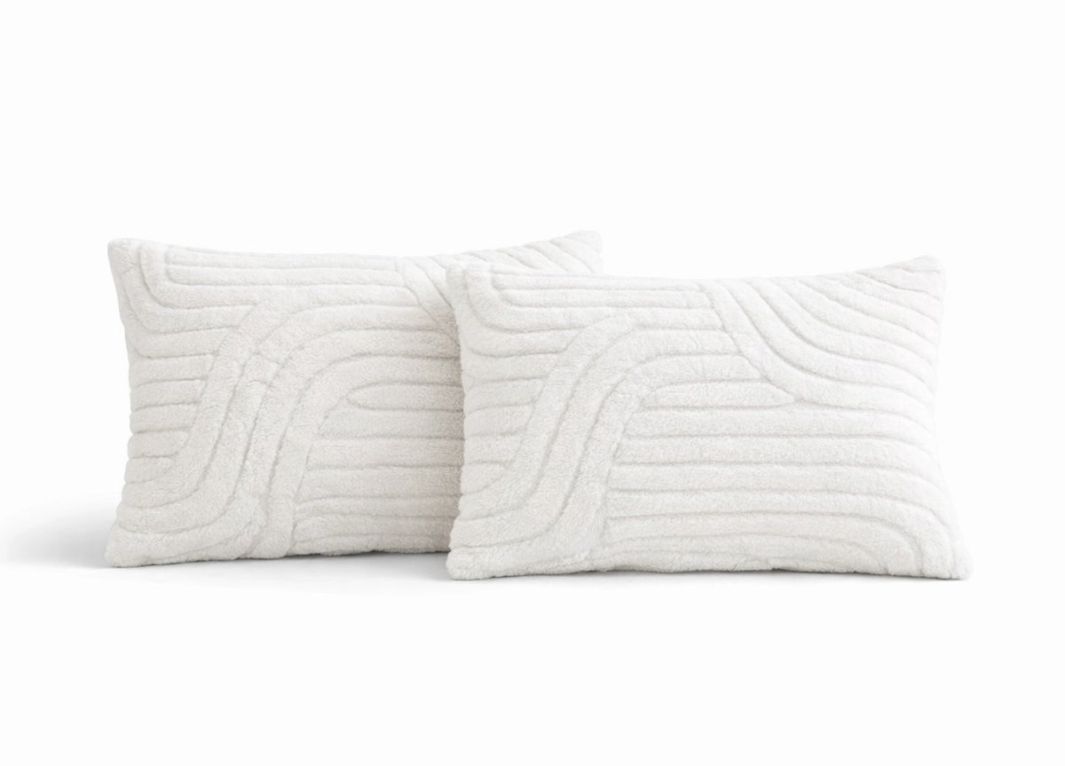 Sierkussens set van 2 30x50 cm Wit | Inclusief binnenkussens | Langwerpige, Luxe & Zachte kussens voor Bank & Woonkamer