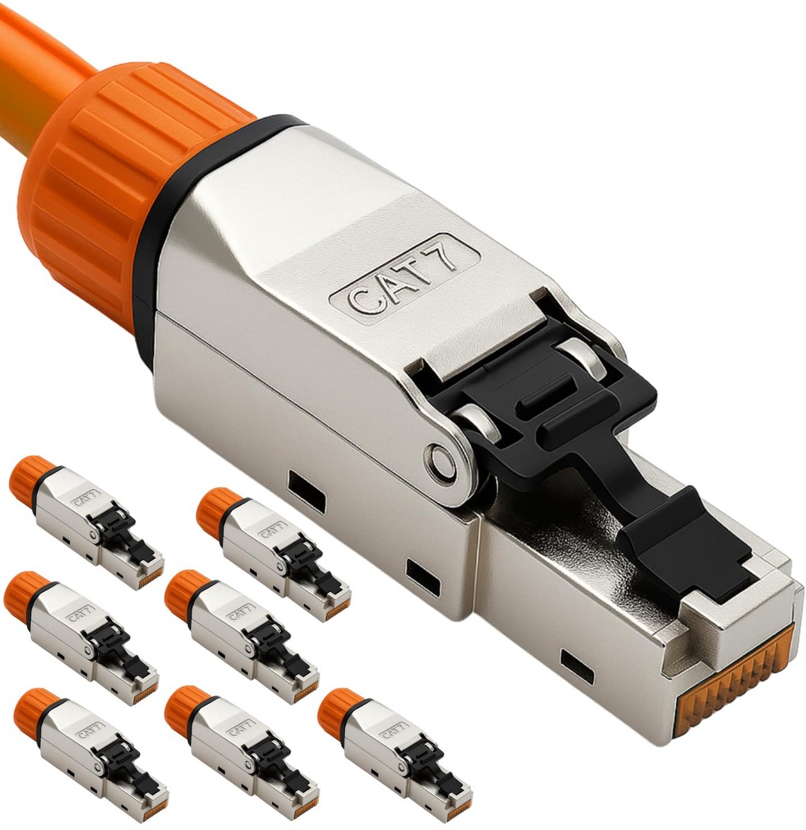 8x Gereedschapsloze RJ45 Stekker CAT7 Netwerkconnector - 10 Gbit/s, STP Afgeschermd