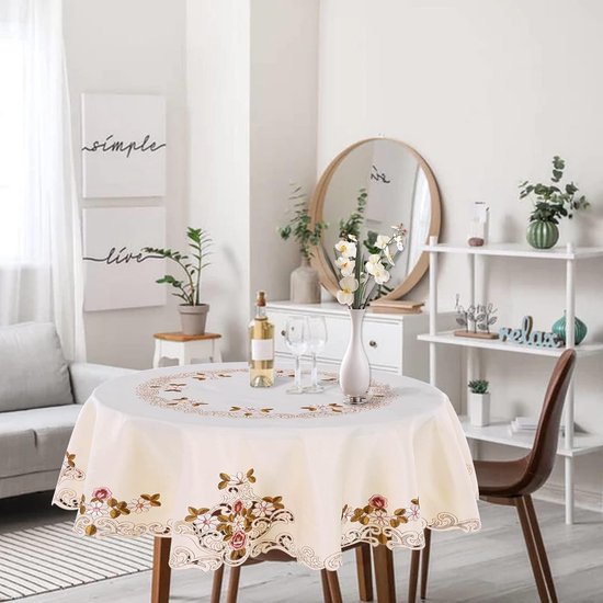 Bonita tafelzeil rond 160 cm 4W4/14 Bloem Roze – Meerbach Home Deco
