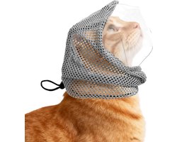 Verstelbare, ademende kattenmuilkorf, geschikt voor zowel katten als honden, met een transparant anti-bijt gezichtsscherm voor gemakkelijk nagels knippen, baden en dierenartsbezoeken. Beschermende accessoires inbegrepen (maat M).