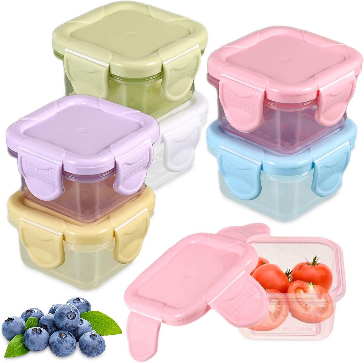 6x Kleine Sausbakjes met Deksel voor Saladedressing, Snacks en Voedselopslag
