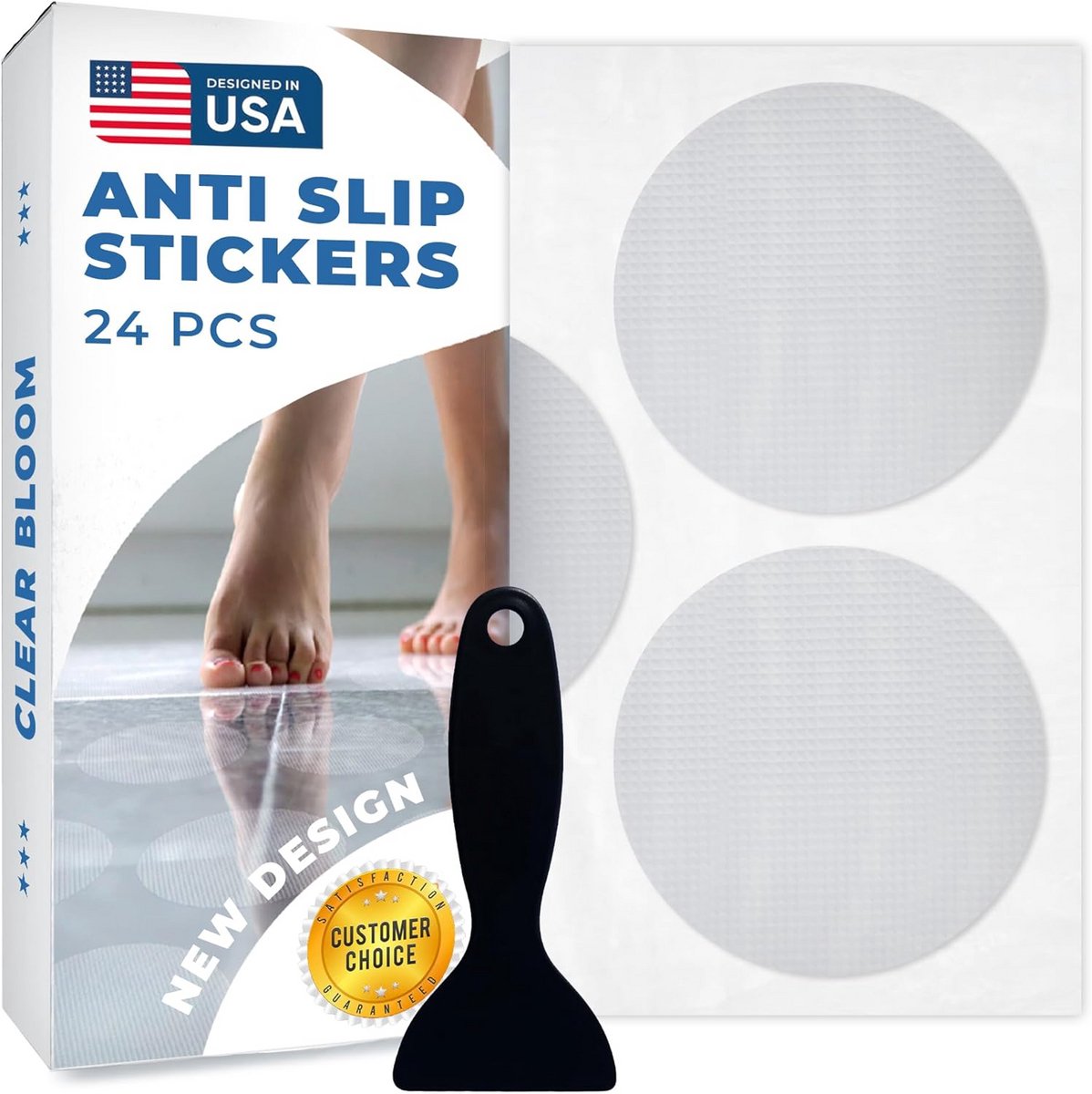 Antislip Douchestickers - Douchestrips Antislip - Veilig Douchen - Honderden Wrijvingspuntjes - 24 stuks - Transparant