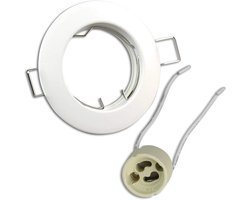 10-delige set ronde inbouwspots - witte montageframes voor GU10/MR16 lampen - 60mm gatmaat