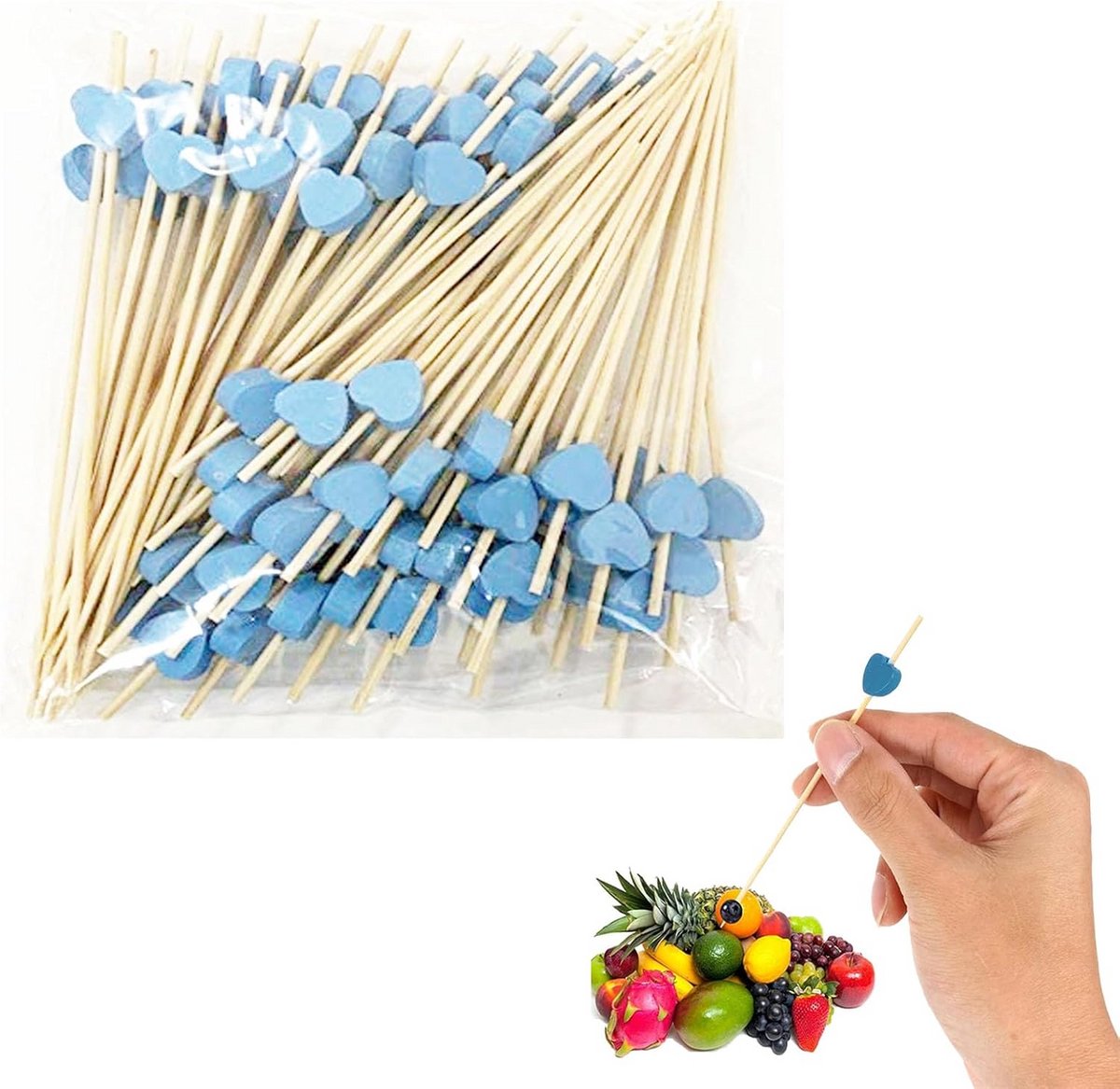 100 Houten Cocktail Prikkers Hartvormig voor Feestjes en Decoratie