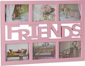 relaxdays multi fotolijst vrienden - collage 6 foto‘s - gallery - fotocollage - 33 x 48 cm roze