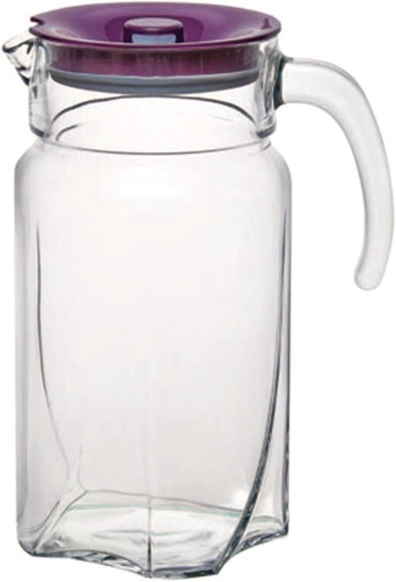Glazen Kan met Deksel 1.7L - Sterk Gehard Glas - Transparant Paars