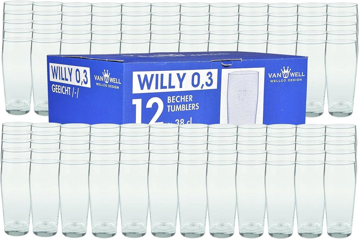 Set van 120 Bierglazen Willi 0,3 L met Afgestreken Maatstreep - Professionele Kwaliteit