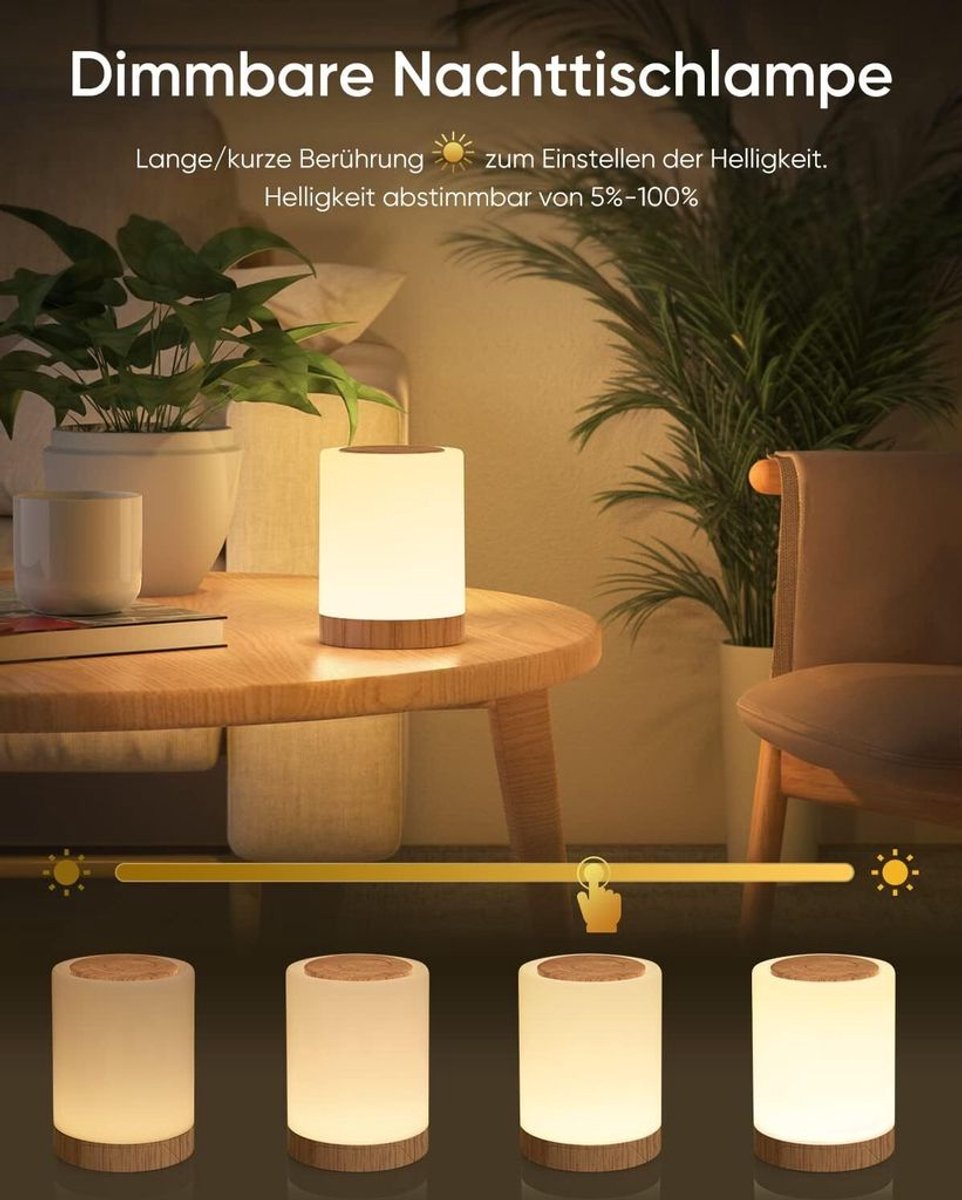 Nachtlampje, LED-bureaulamp, aanraakgevoelige dimfunctie met 10 kleuren, LED-bureaulamp op batterijen met timerfunctie, draadloos nachtlampje Geschikt voor kinderen, voedingslamp met kleurveranderingsfunctie. — cadeau in Wonen & Interieur - foto 3