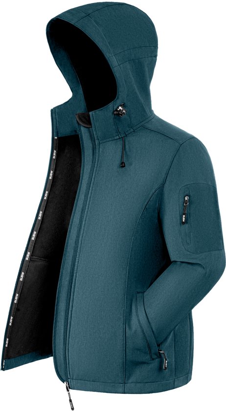 BUBW® Windjack - Veste de Plein Air - Veste de Vent Femme Course à Pied - Léger - Respirant - Femme - Bleu-Vert - Taille XL