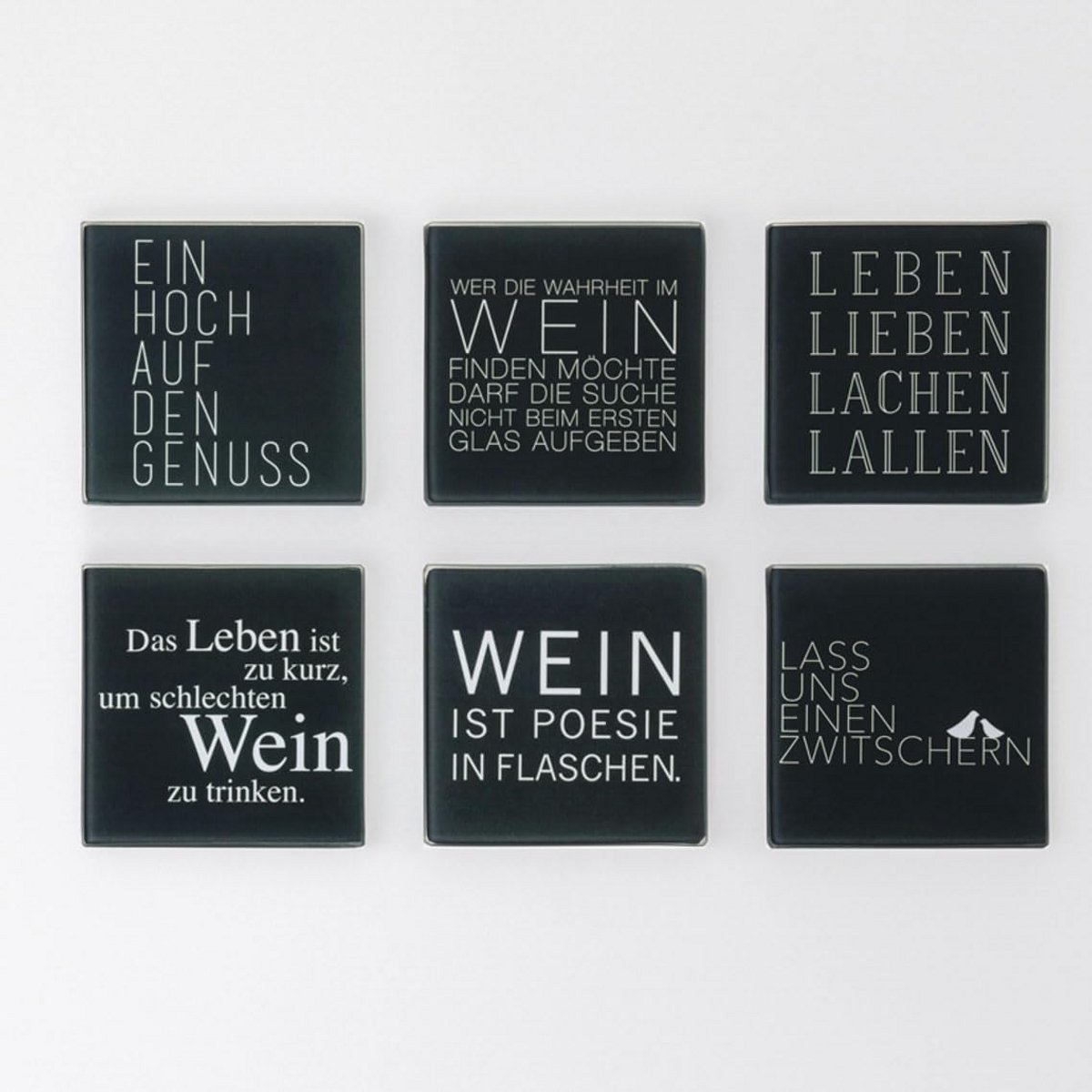 Set van 6 Luxe Onderzetters met Siliconen Voetjes - Zwart/Wit